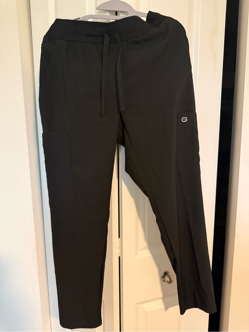 Women Black Drawstring Utility Jogger scrub pants